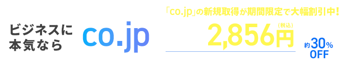 ビジネスに本気なら「co.jpドメイン」30%OFFキャンペーン