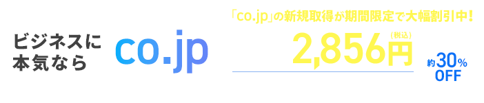 ビジネスに本気なら「co.jpドメイン」30%OFFキャンペーン
